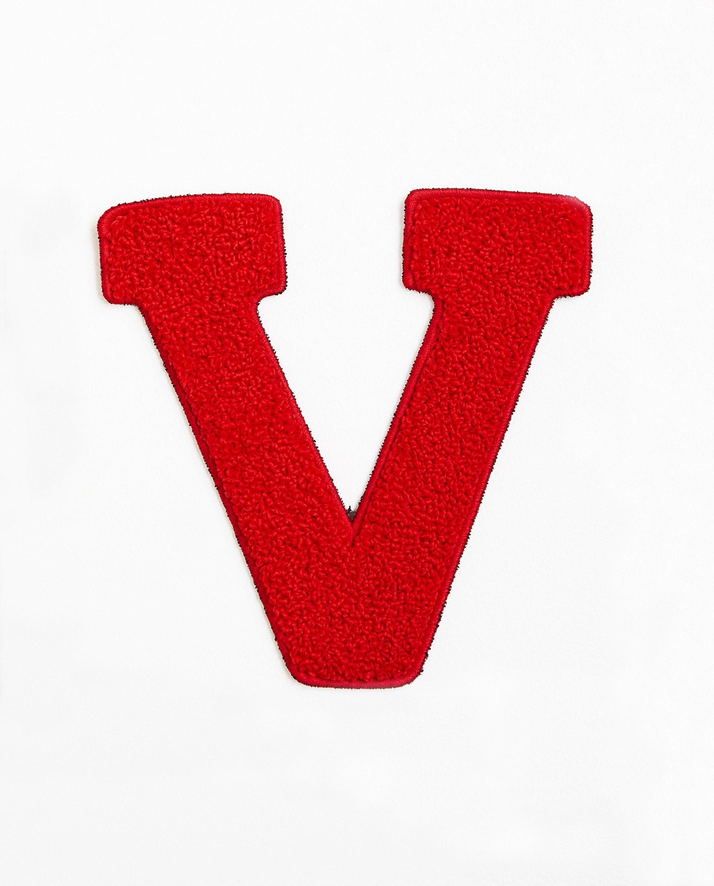 Lettre V rouge - grande - en fil bouclette rouge - JBC