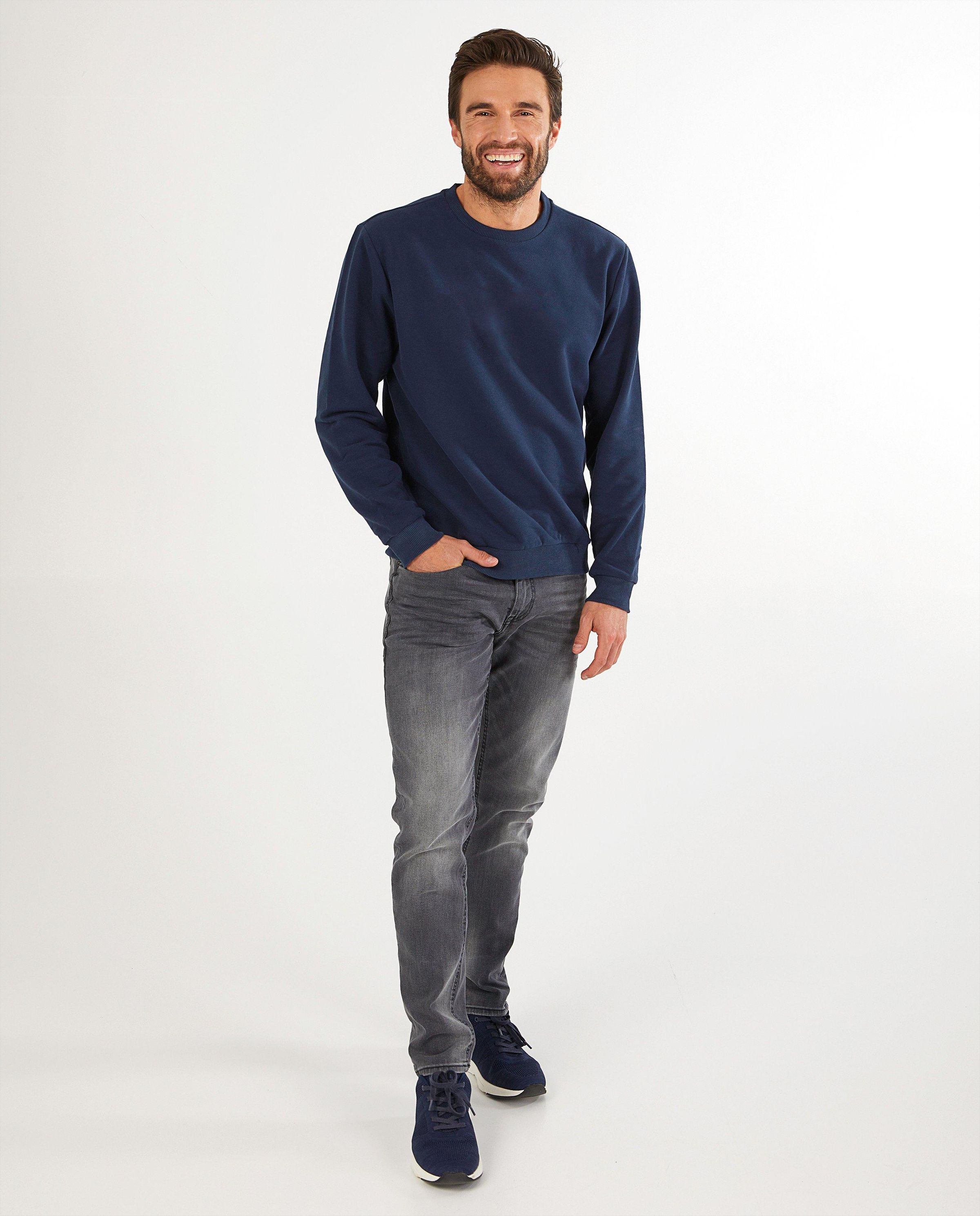 Donkerblauwe sweater heren - kampsweater - JBC