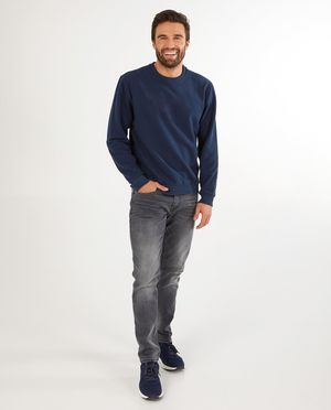 Donkerblauwe sweater heren - kampsweater - JBC