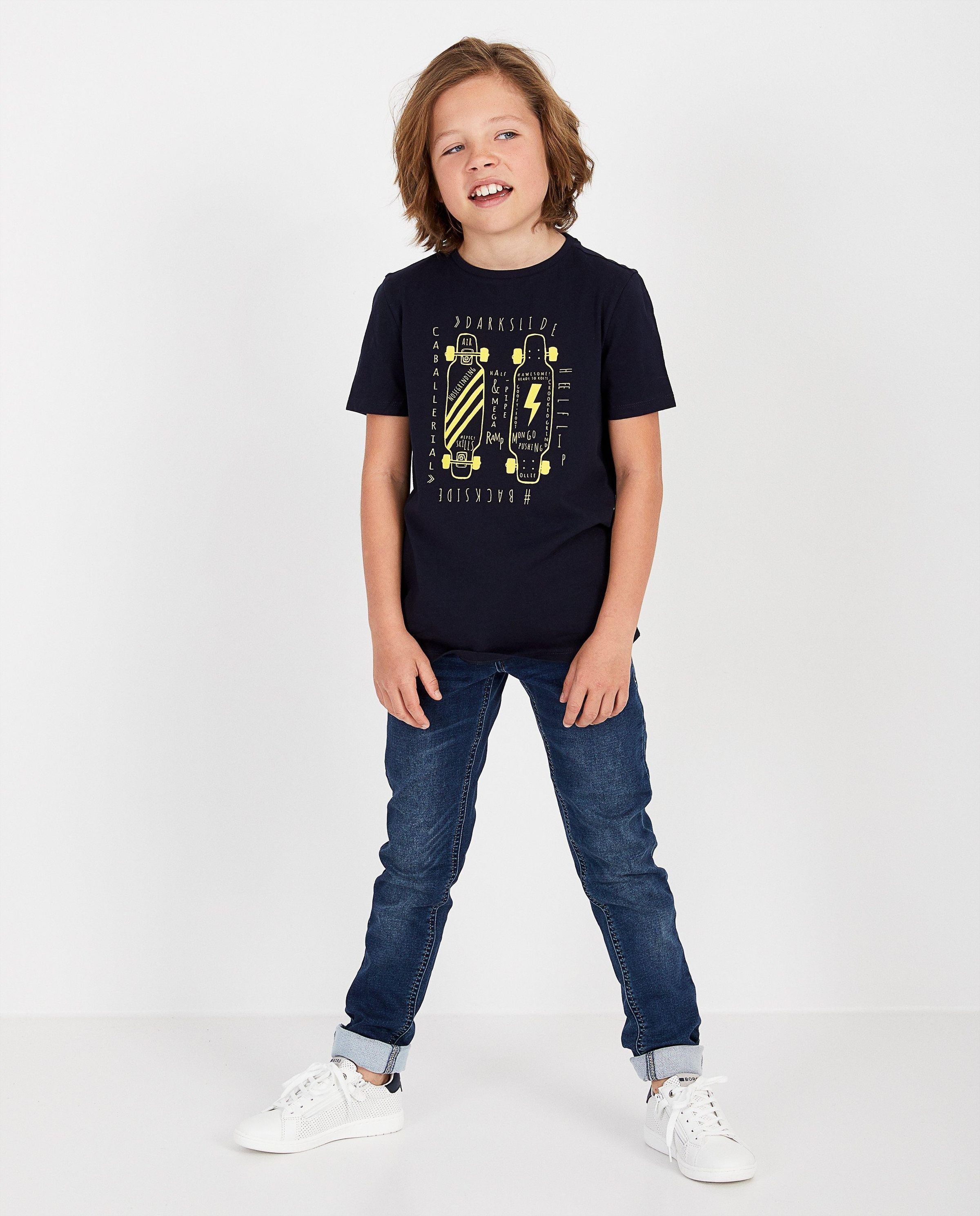 Donkerblauwe jeans van sweat denim, slim fit - stretch - JBC