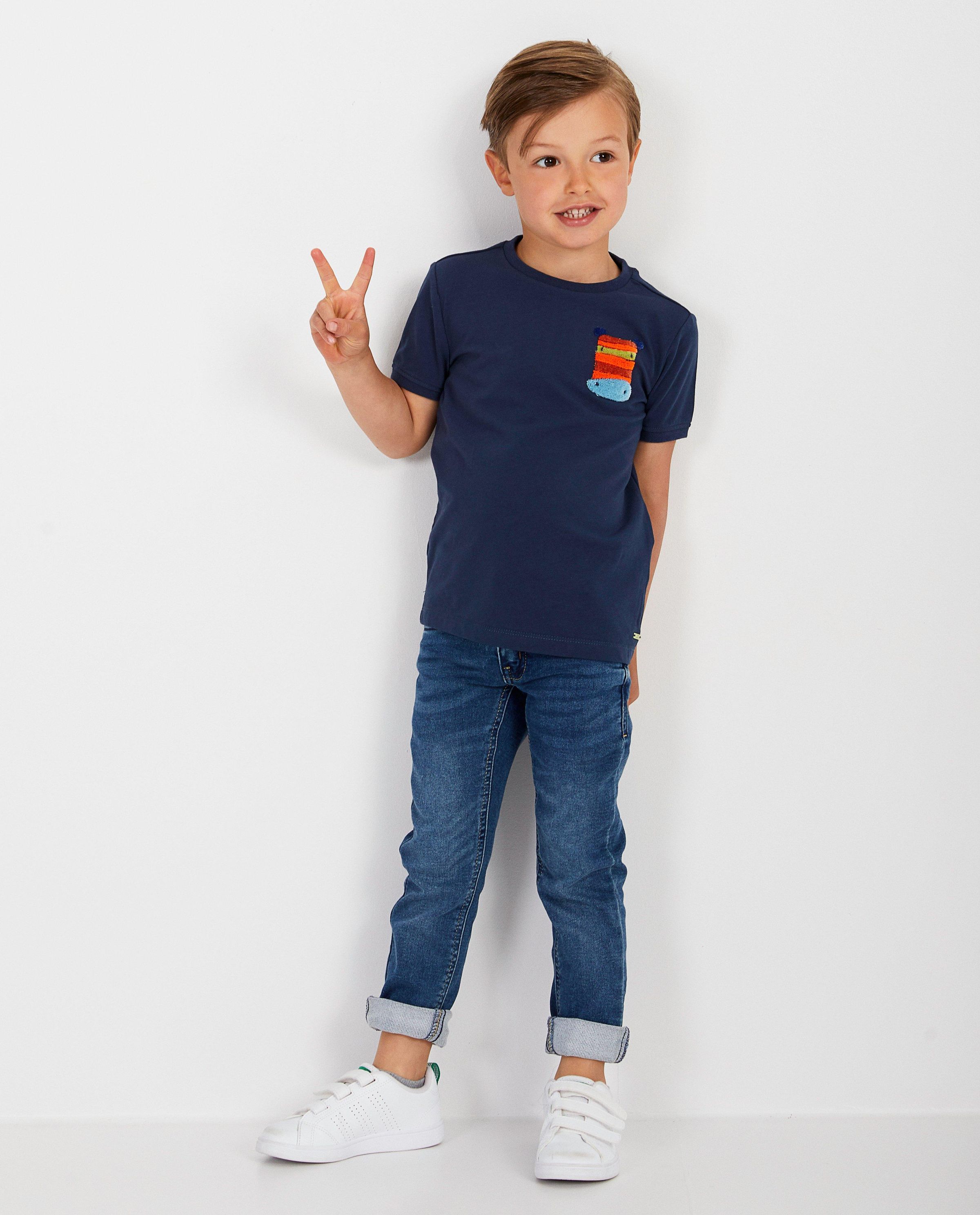 T-shirt bleu &agrave; imprim&eacute; Maya - stretch - Maya