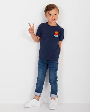 T-shirt bleu &agrave; imprim&eacute; Maya - stretch - Maya