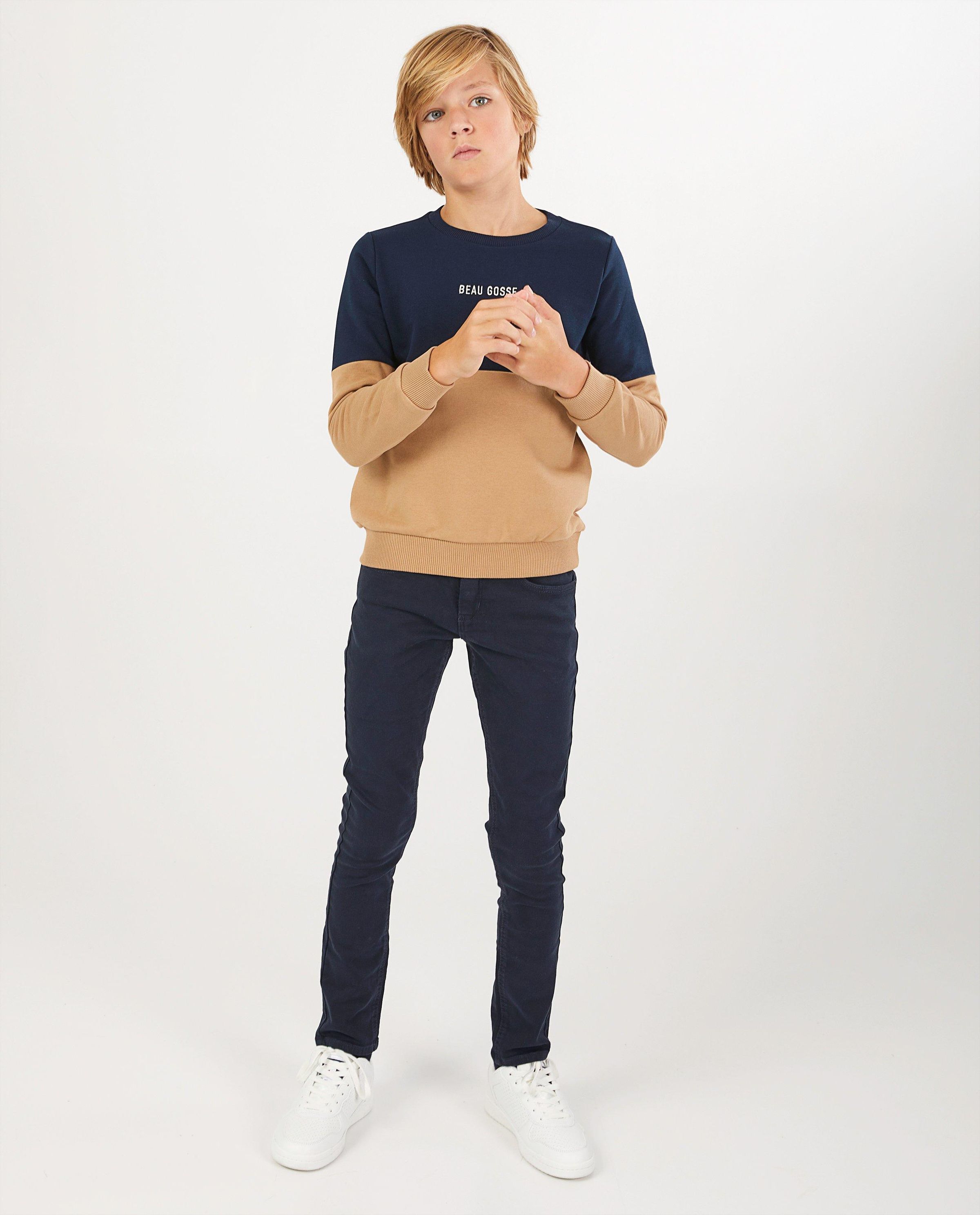 Donkerblauwe skinny Joey - met verstelbare taille - Fish & Chips