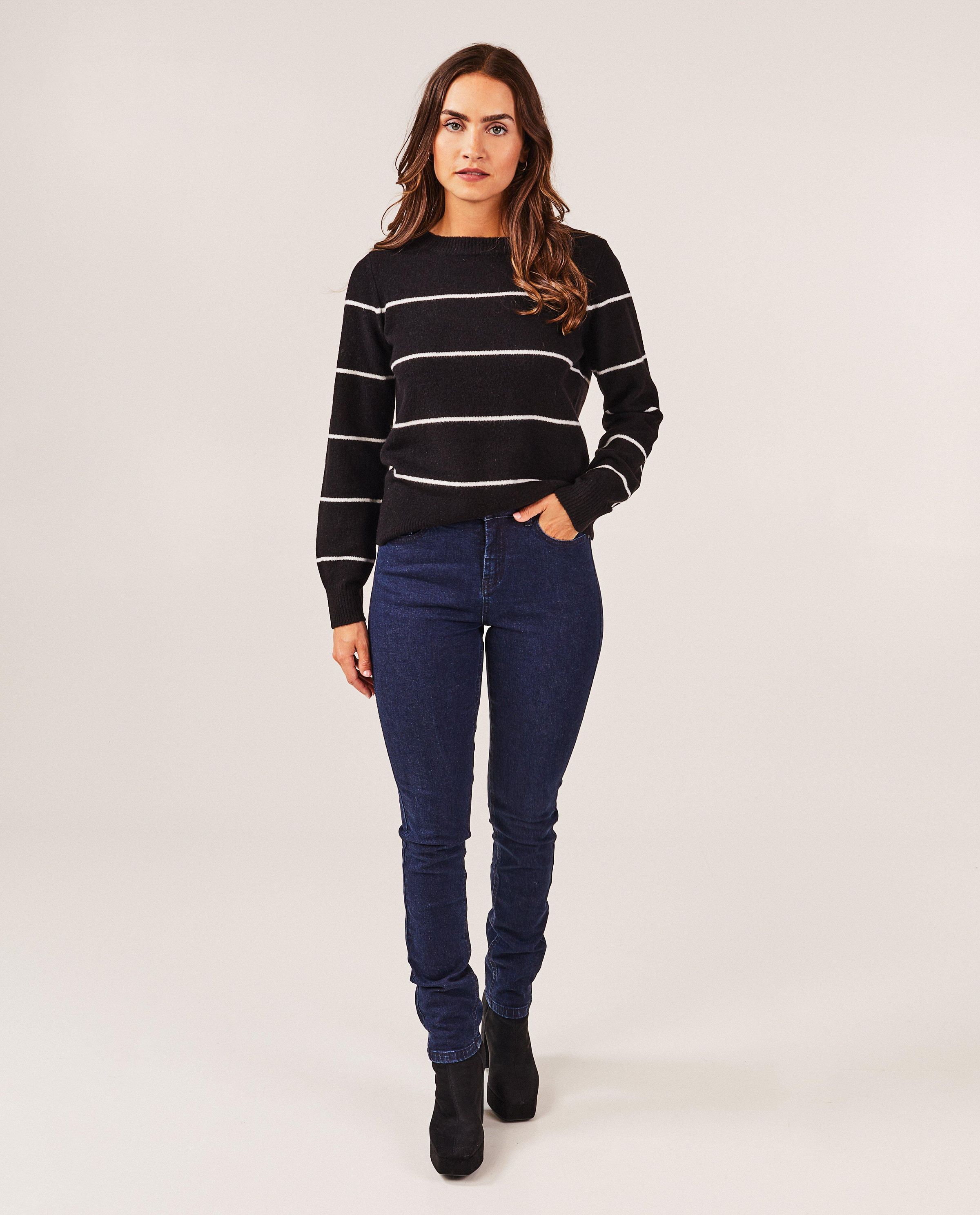 Donkerblauwe jeans, slim fit - high rise - JBC