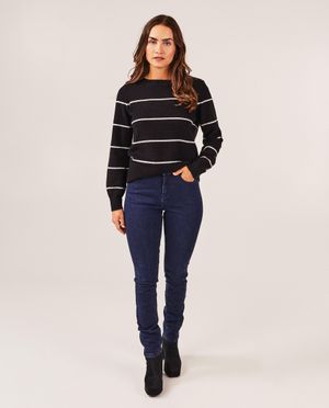 Donkerblauwe jeans, slim fit - high rise - JBC