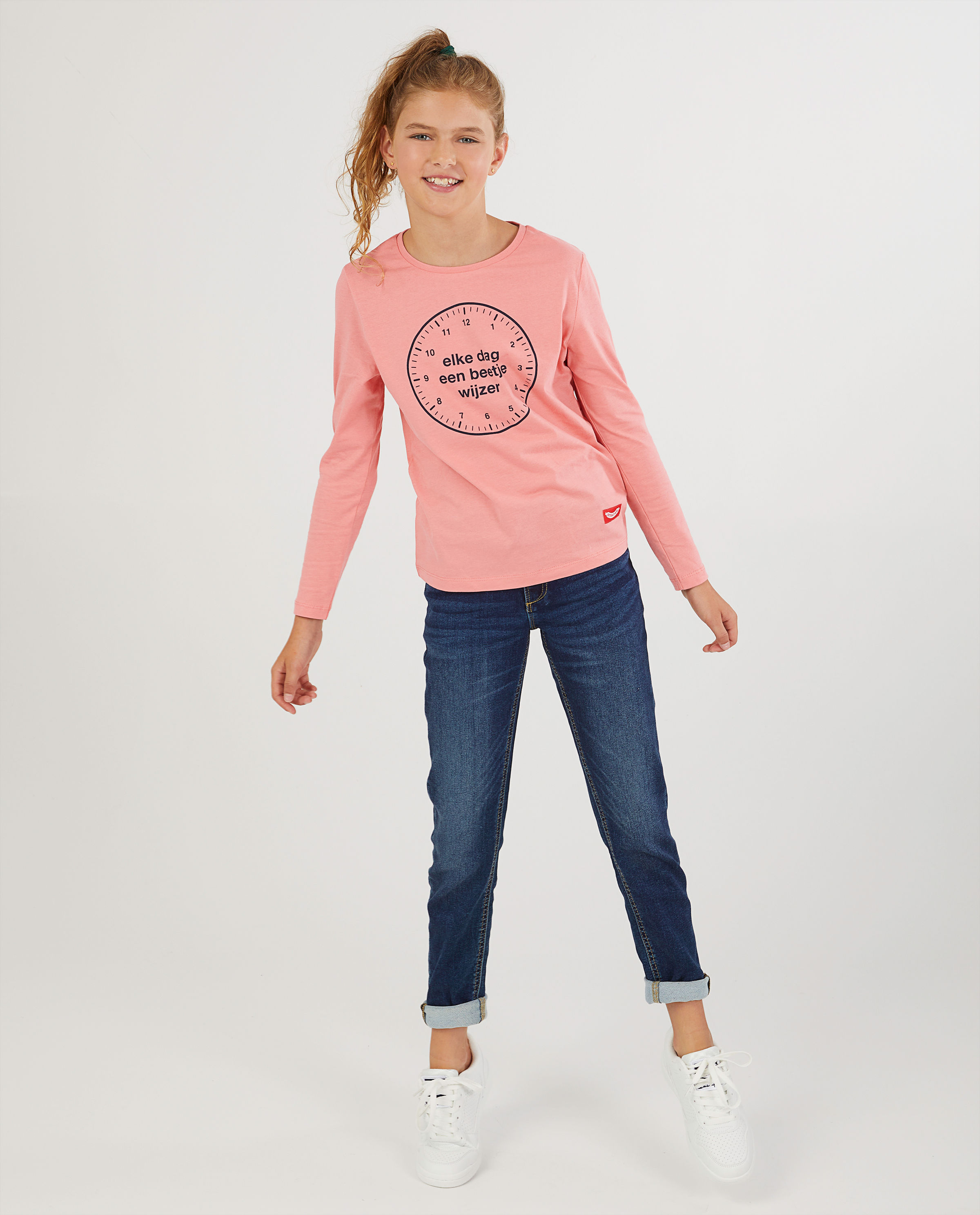 Roze longsleeve met print Stratier - klok - Stratier