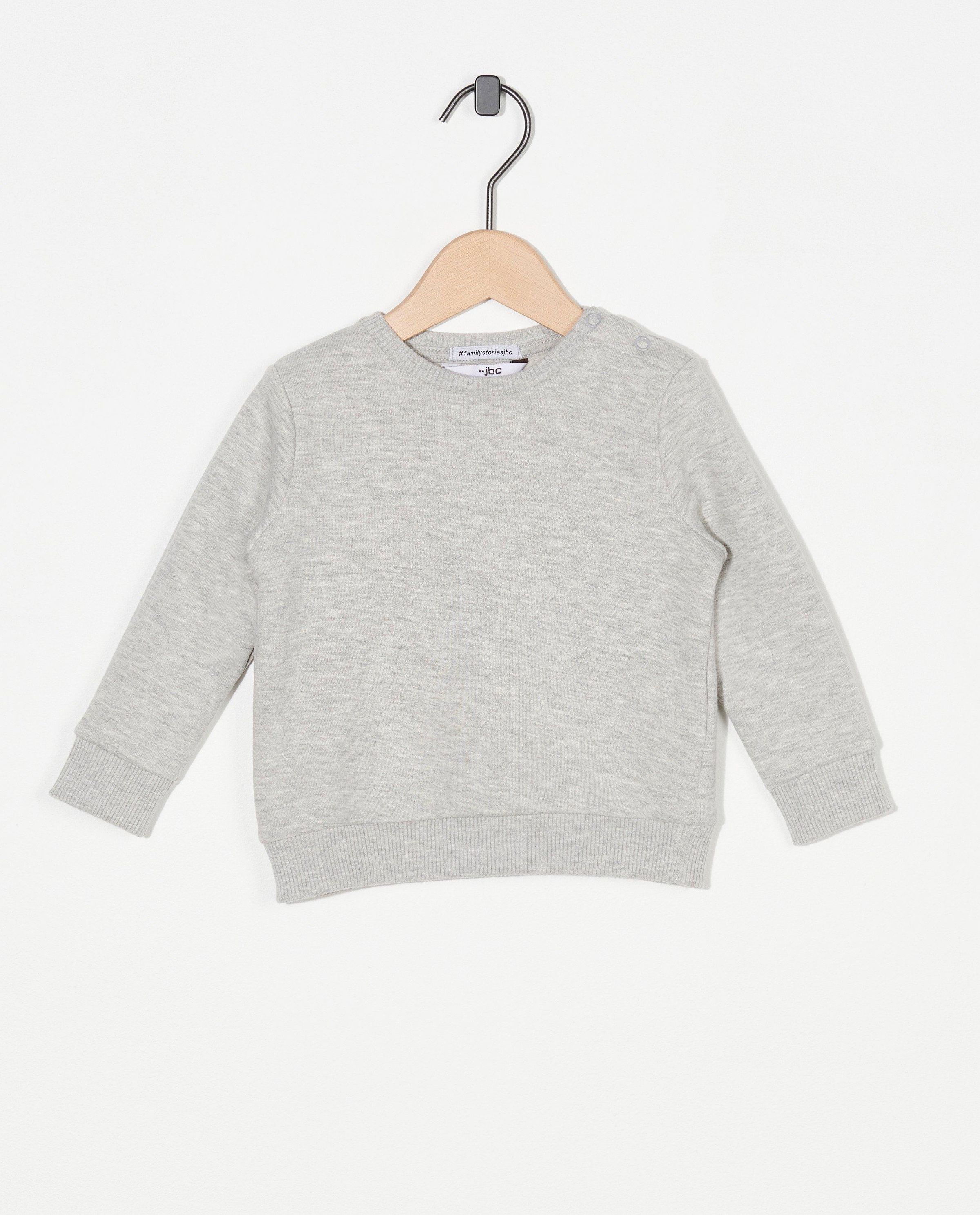 Sweat gris clair, b&eacute;b&eacute;s - sweat &agrave; lettre - JBC