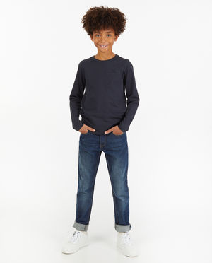 T-shirt bleu &agrave; manches longues en coton bio - stretch - Kidz Nation