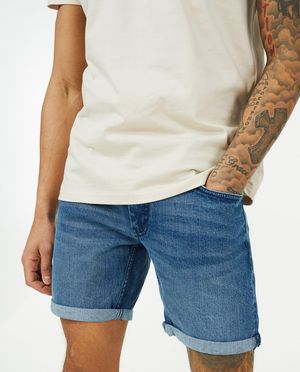 Shorts - Short en jeans bleu fonc&eacute; Jeff