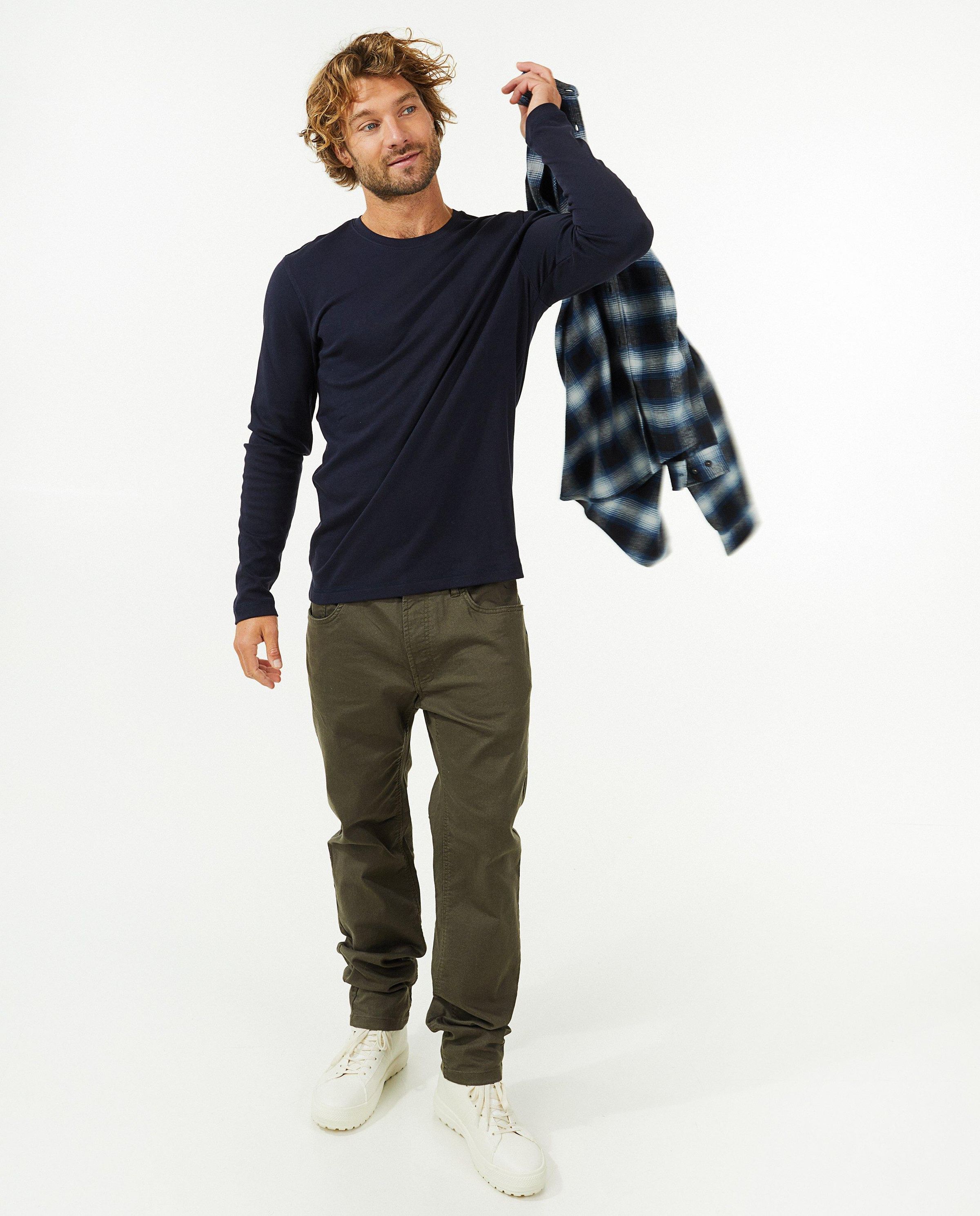 Pantalon vert fonc&eacute;, regular fit - OVS