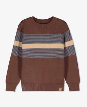 Pulls - Pull brun &agrave; rayures