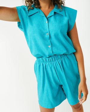 Shorten - Turquoise short met insteekzakken