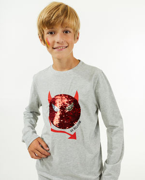 T-shirts - T-shirt &agrave; manches longues &agrave; imprim&eacute; orn&eacute; de paillettes, 7-14 ans