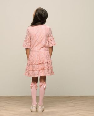 Roze jurk met kant, Communie - Le Chic