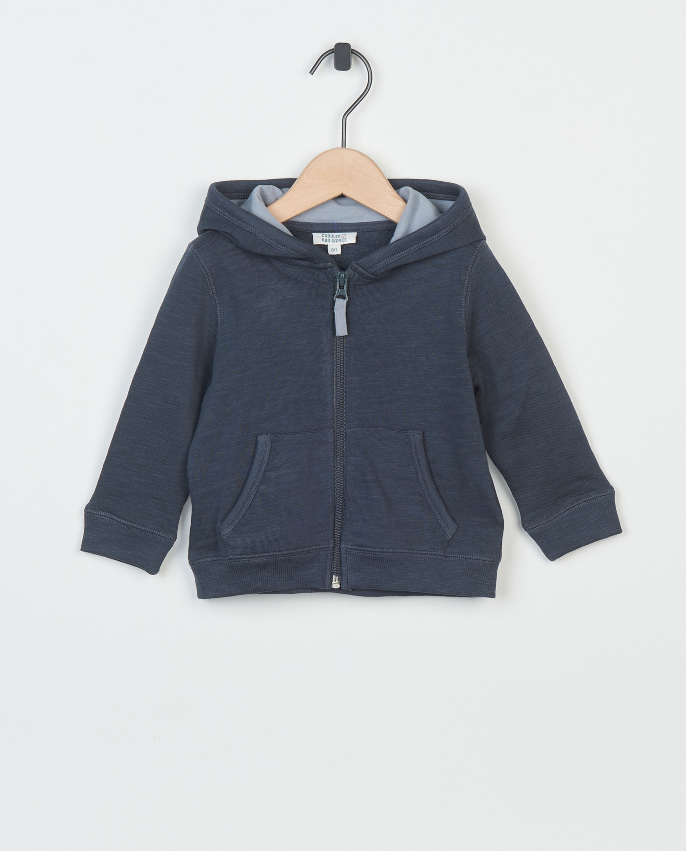 Gilet molletonn&eacute; bleu avec capuchon - Cuddles and Smiles