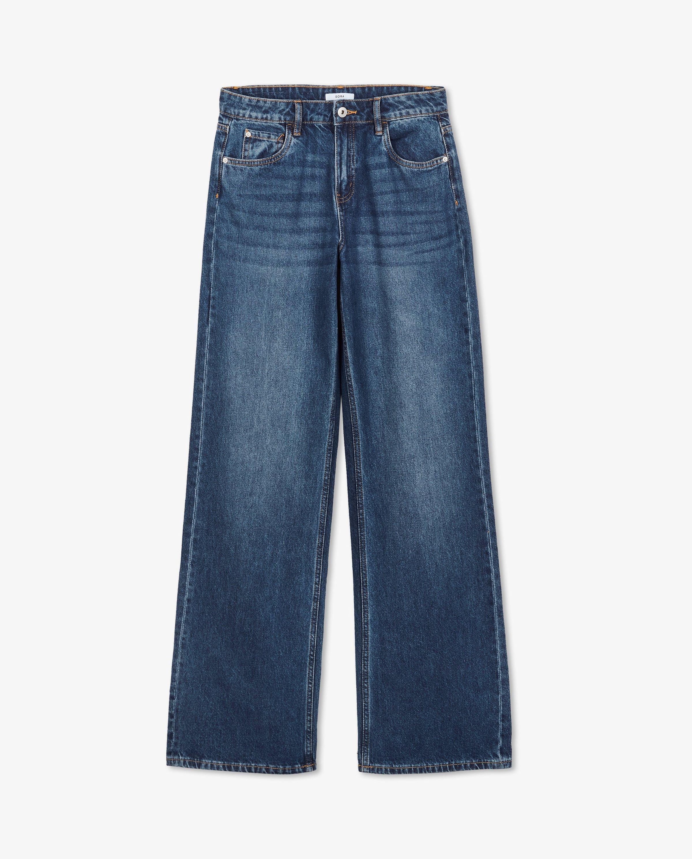 Donkerblauwe jeans, flared fit - Sora