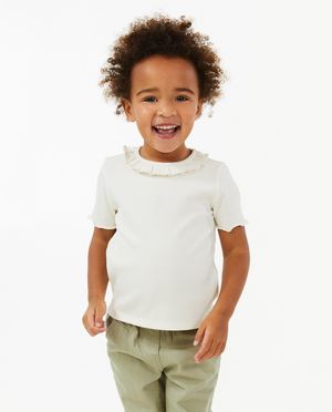 T-shirts - Geribde top met ruches