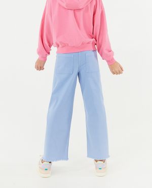 Broeken - Blauwe broek, flared fit