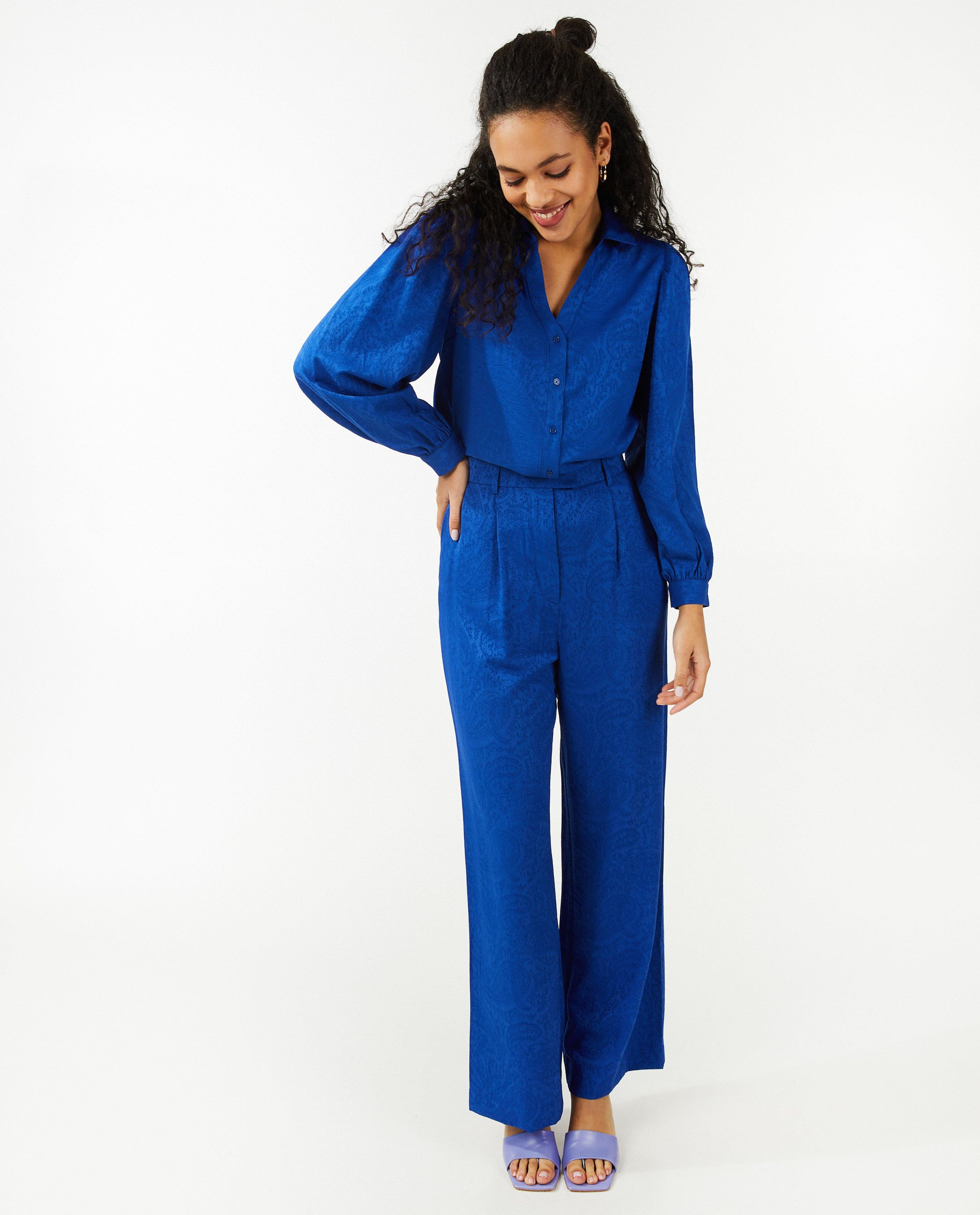 Jacquard broek, wide leg fit - Sora
