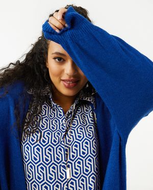 Blauwe cardigan, lange fit - Sora