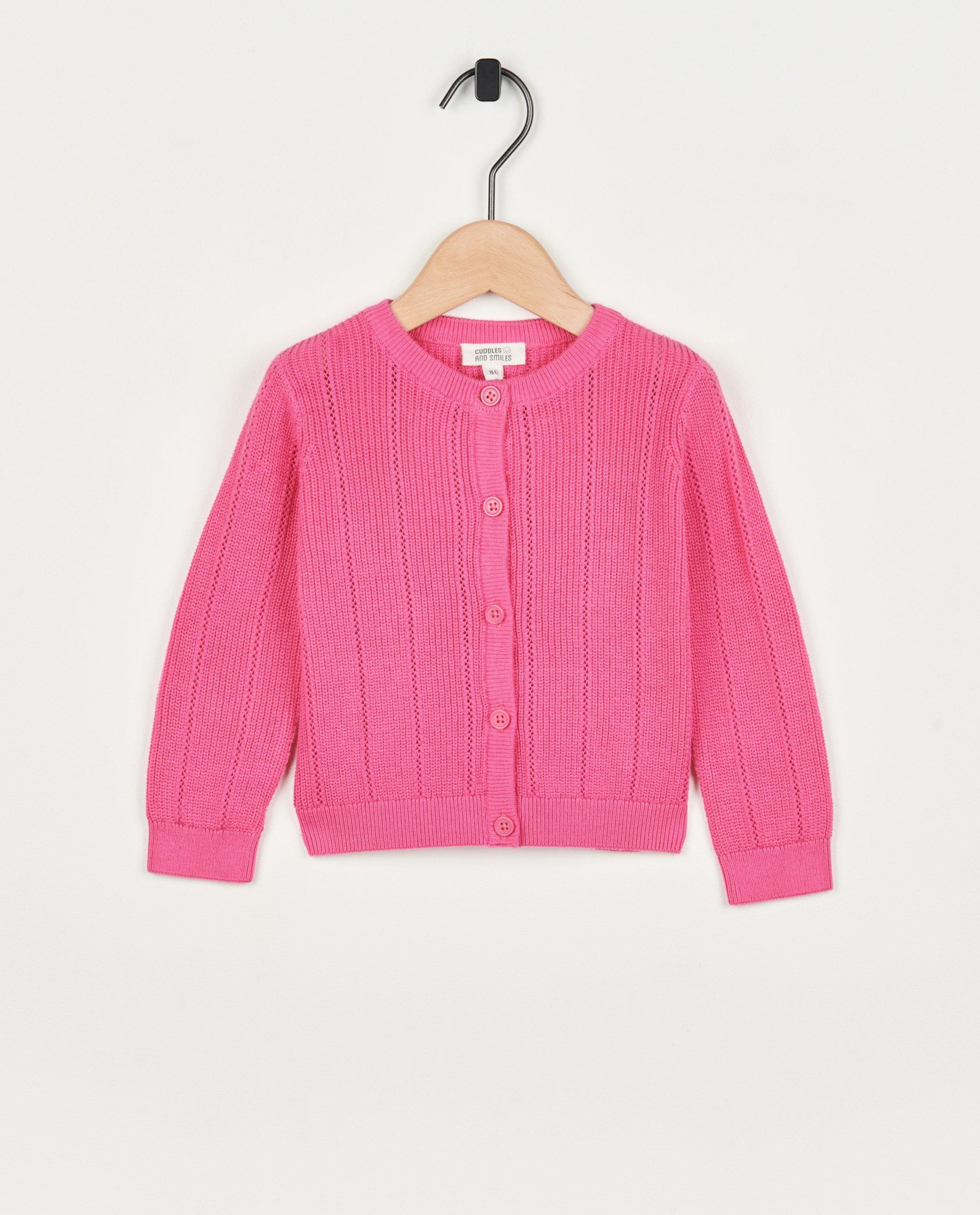 Roze cardigan met ajour - Cuddles and Smiles
