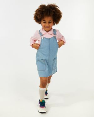 Robes - Robe-salopette bleu clair