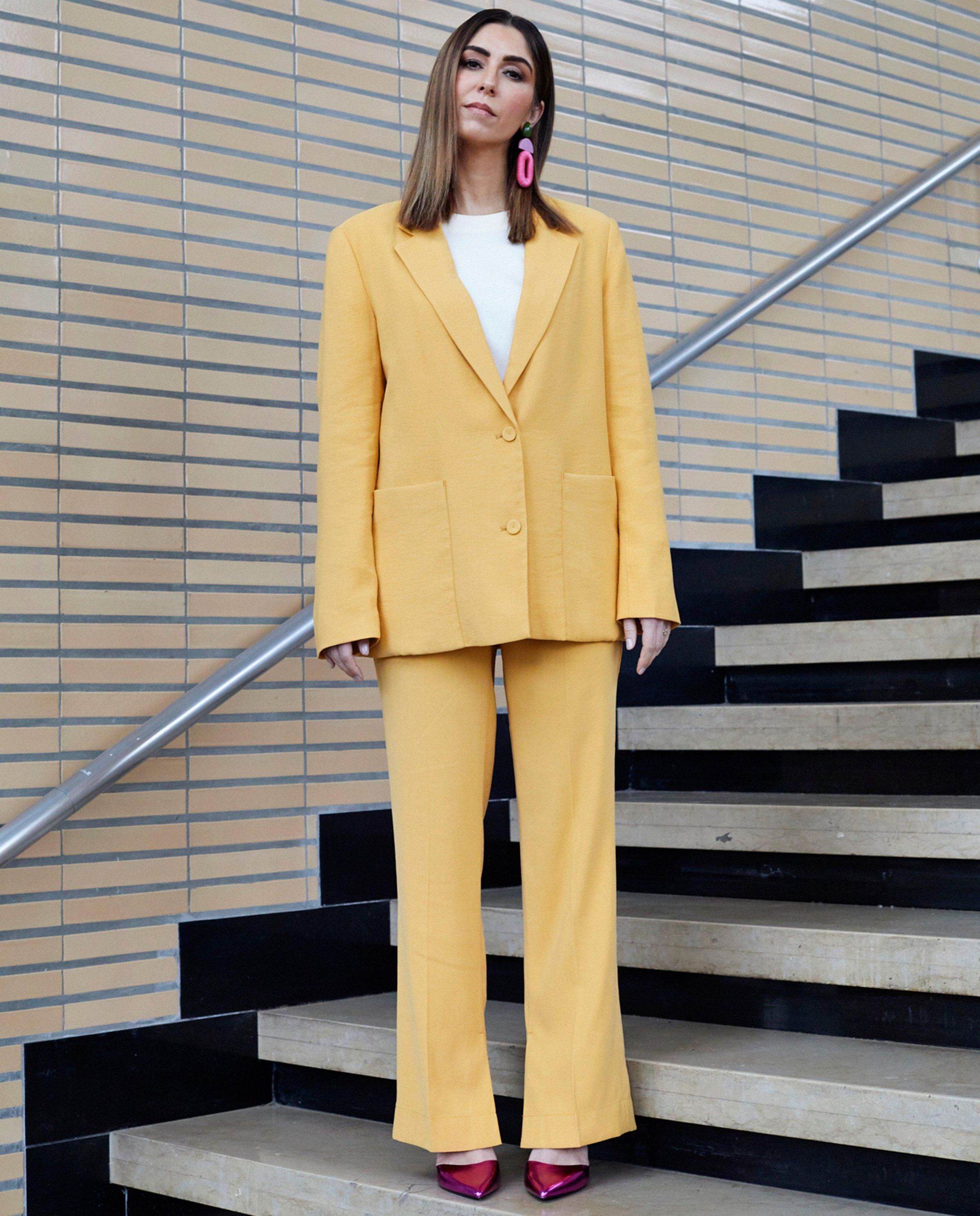 Pantalon jaune, coupe &agrave; jambes larges - Kim Van Oncen