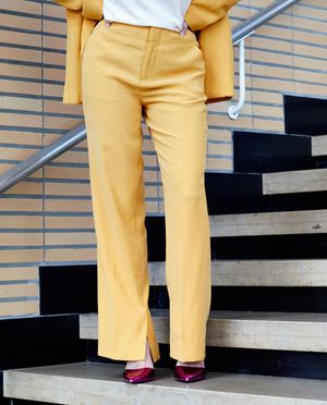 Pantalons - Pantalon jaune, coupe &agrave; jambes larges