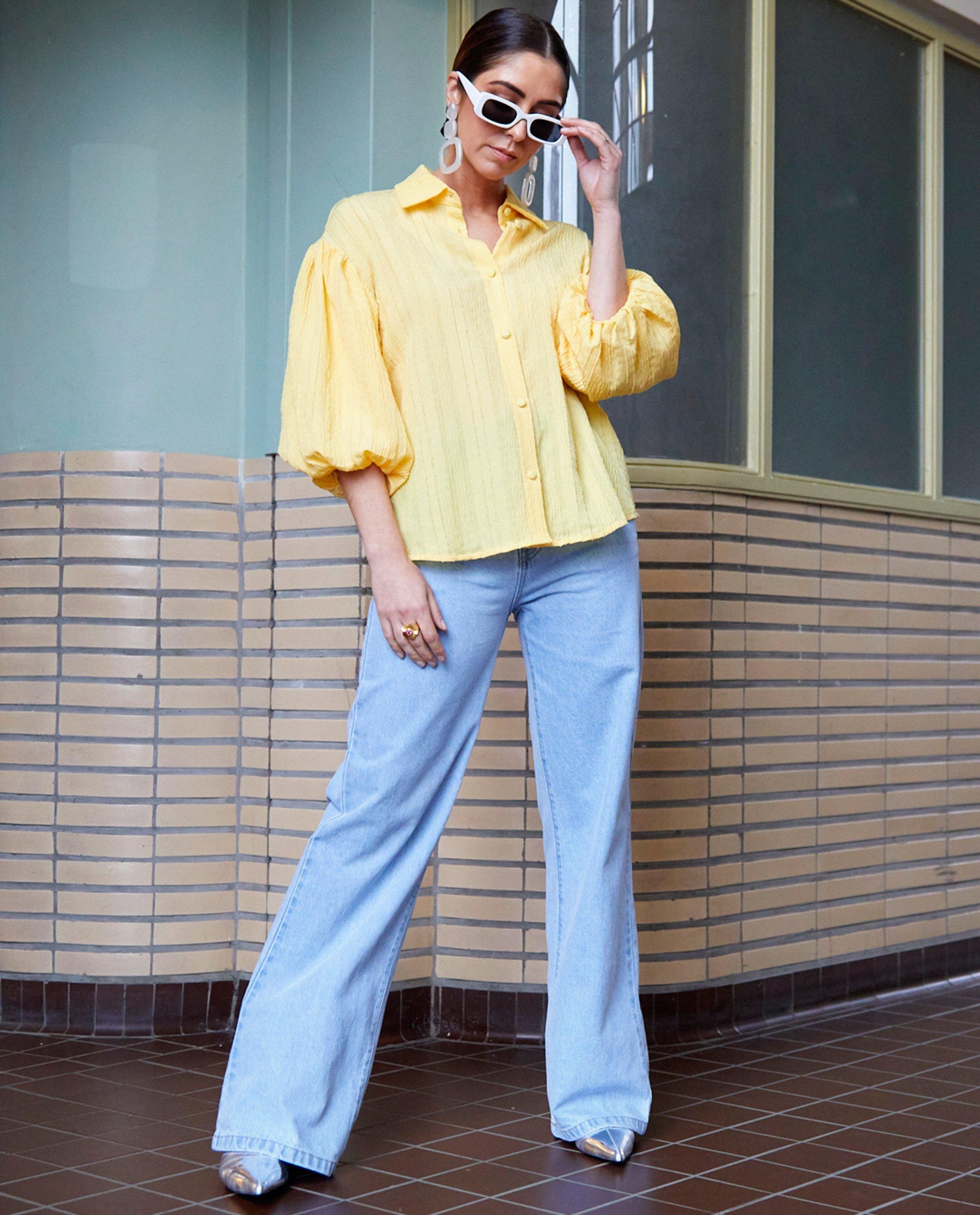 Blauwe jeans, wide leg fit - Kim Van Oncen