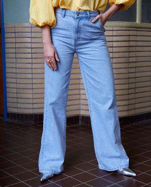 Jeans - Jeans bleu &agrave; jambes larges