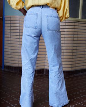 Jeans - Jeans bleu &agrave; jambes larges