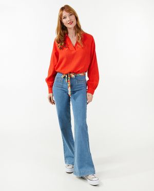 Blauwe jeans, flared fit - Sora