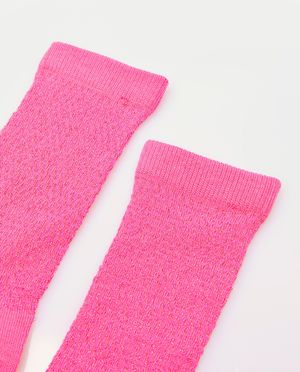 Chaussettes - Chaussettes fuchsia avec fil m&eacute;tallis&eacute;