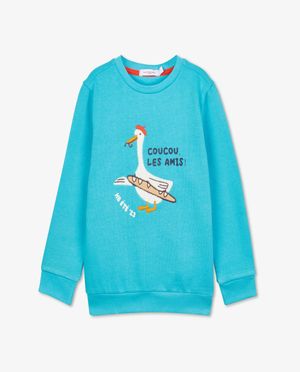 Sweaters - Blauwe sweater met print