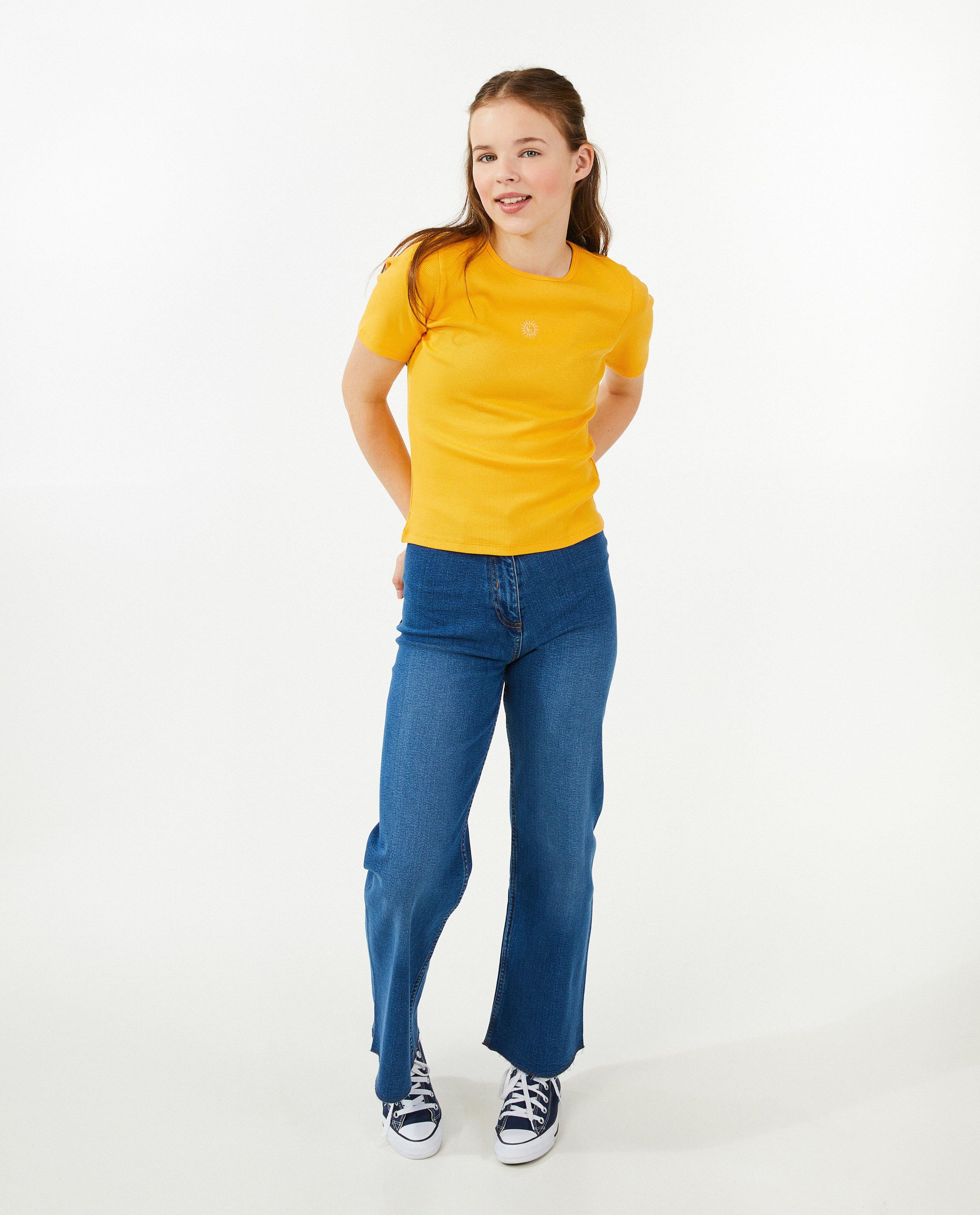 T-shirt jaune avec broderie - Groggy