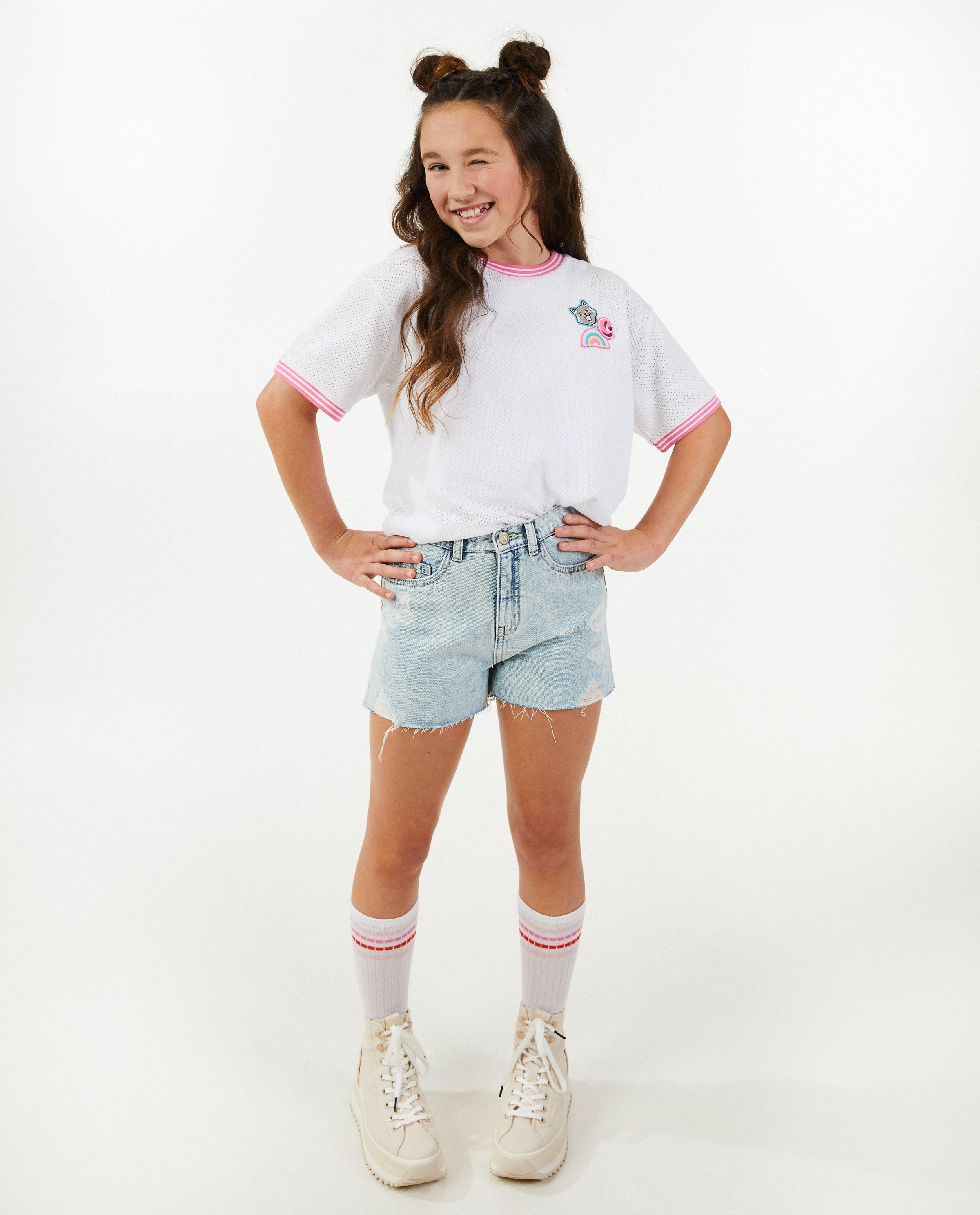 T-shirt blanc &agrave; filet - CAMILLE x JBC