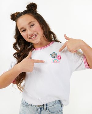 T-shirts - T-shirt blanc &agrave; filet