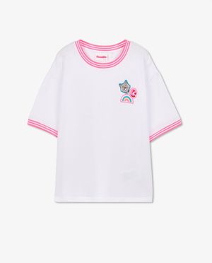 T-shirts - T-shirt blanc &agrave; filet