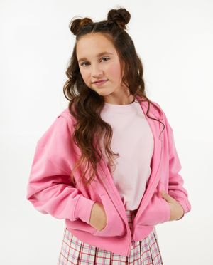 Cardigans - Gilet molletonn&eacute; rose avec un capuchon