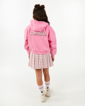 Cardigans - Gilet molletonn&eacute; rose avec un capuchon
