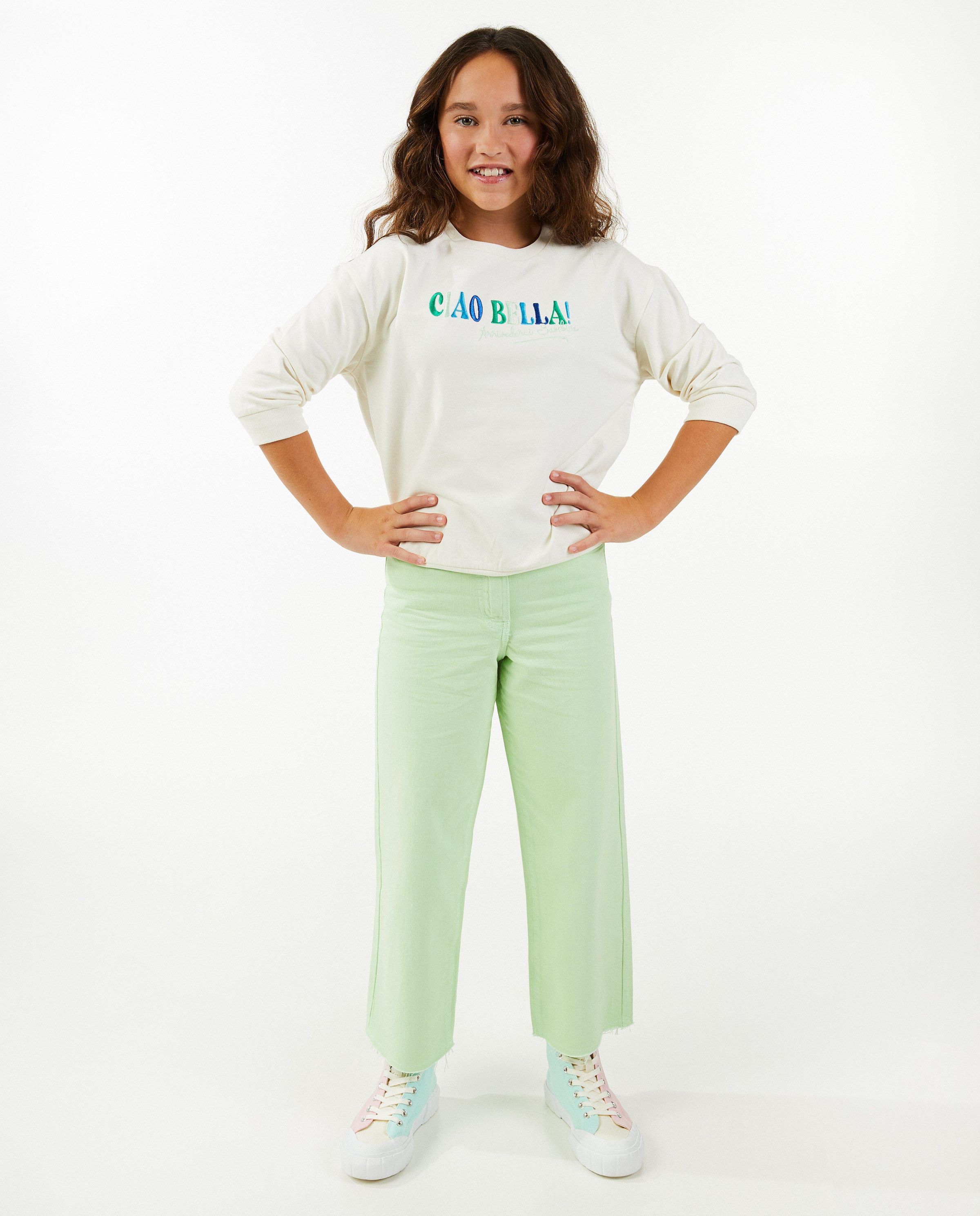 Groene broek, wide leg fit - Fish & Chips