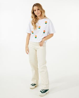Wit T-shirt met bloemen - Steffi Mercie