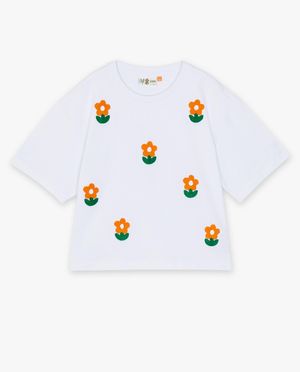 T-shirts - Wit T-shirt met bloemen