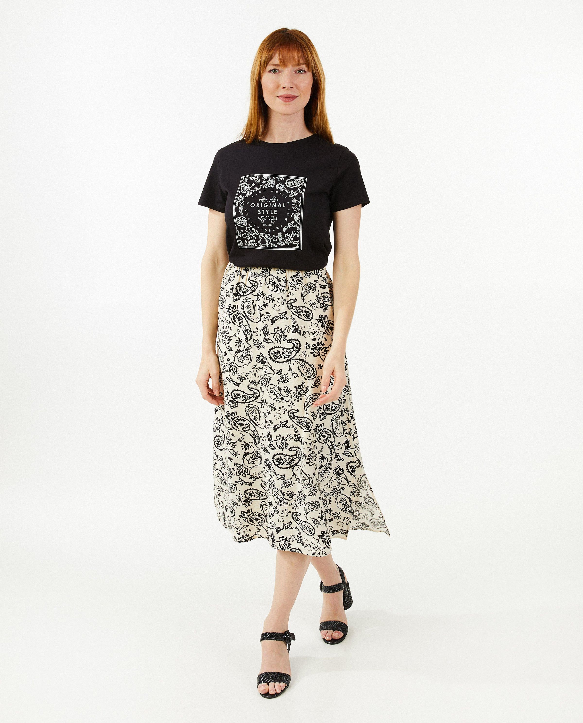 T-shirt noir &agrave; imprim&eacute; - Sora