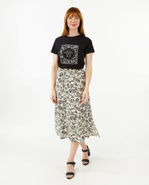 T-shirt noir &agrave; imprim&eacute; - Sora