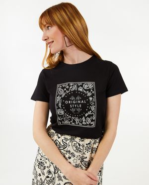 T-shirts - T-shirt noir &agrave; imprim&eacute;