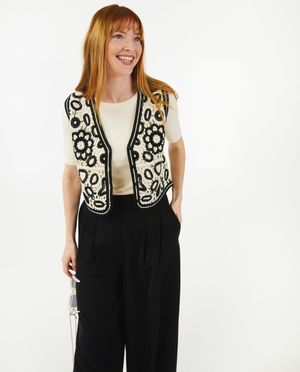 Cardigan tricot&eacute; &agrave; partie ajour&eacute;e - Sora