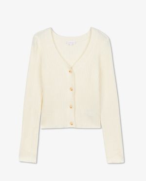 Cardigan - Ecru cardigan met rib, Communie