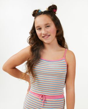 T-shirts - Top ray&eacute; en tricot