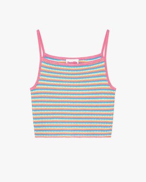 T-shirts - Top ray&eacute; en tricot
